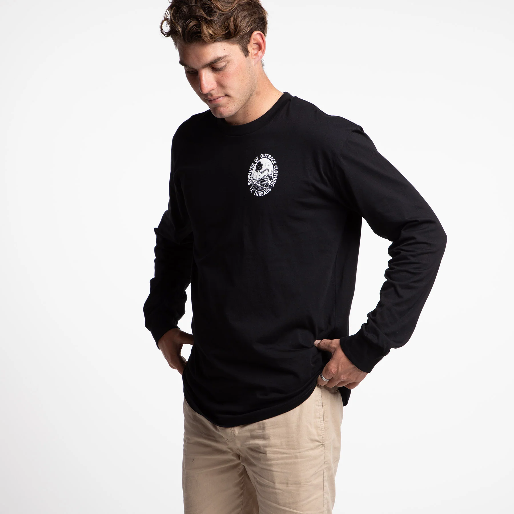 Mens - Outback Long Sleeve - Black - Image 3