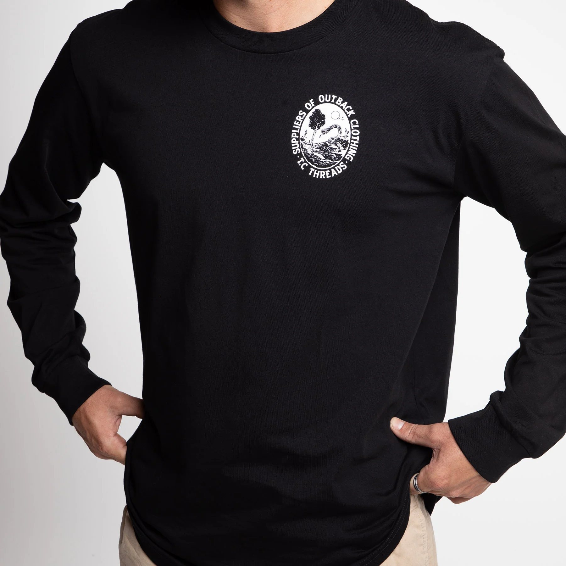 Mens - Outback Long Sleeve - Black - Image 5