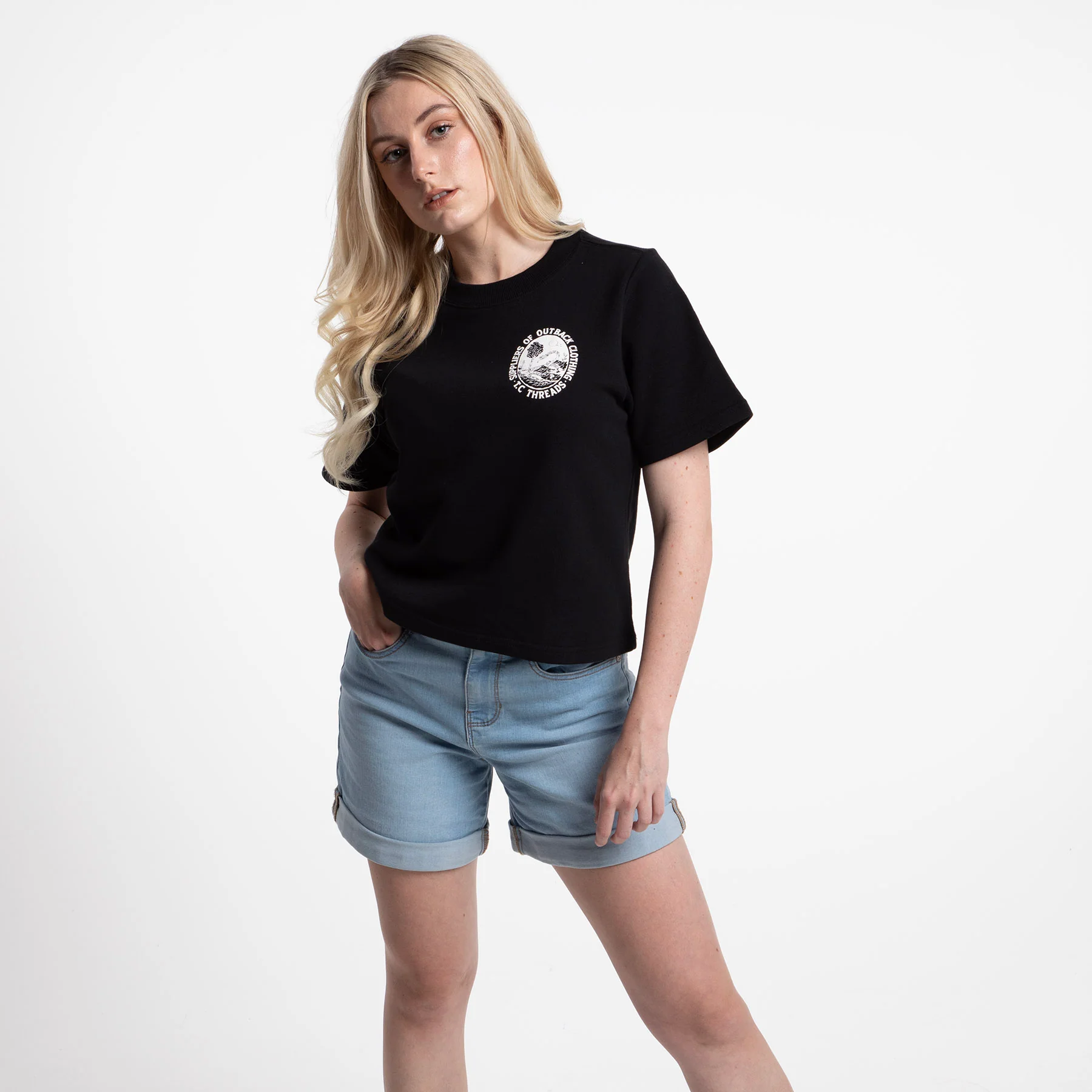 Womens - Outback Terry Tee - Black - Image 3