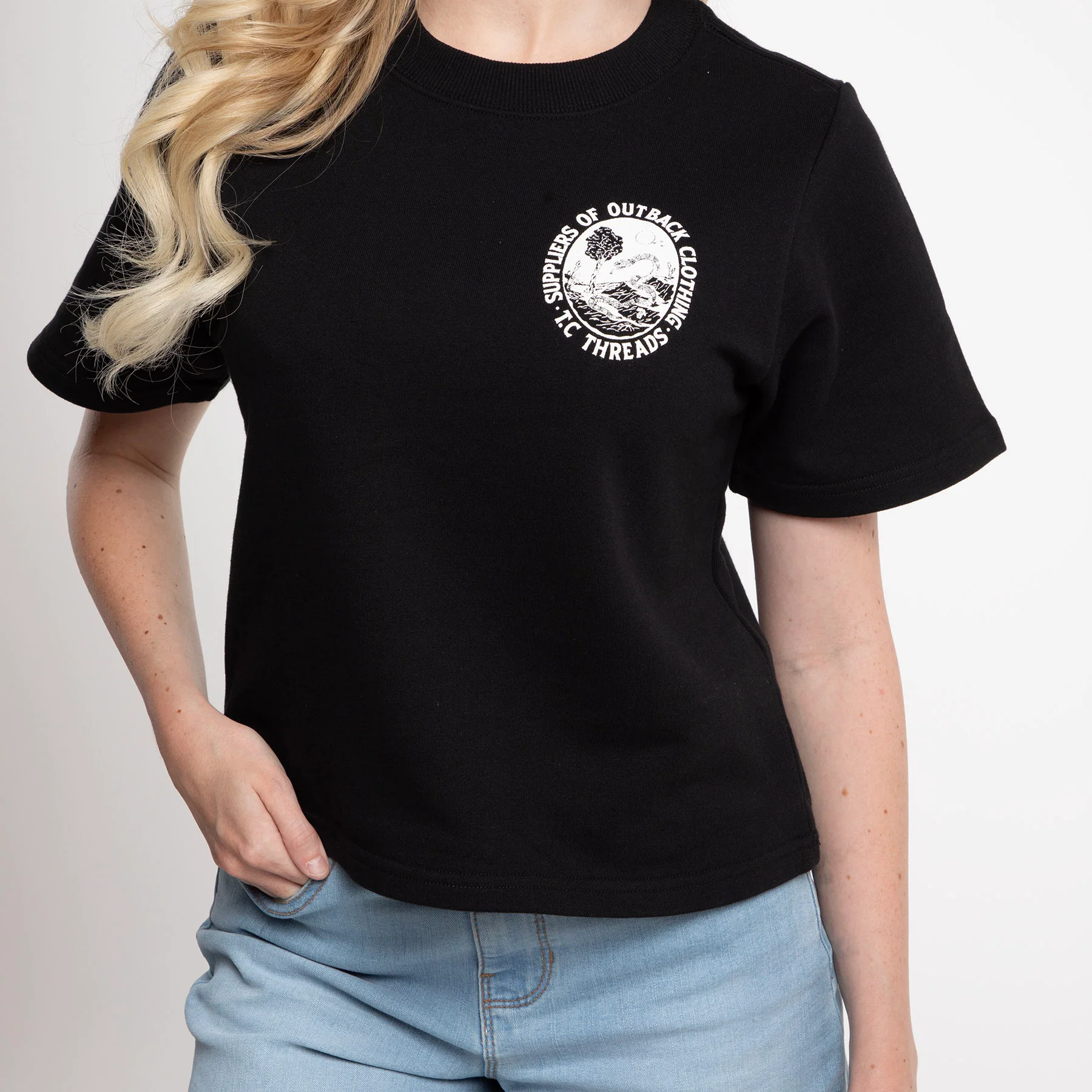 Womens - Outback Terry Tee - Black - Image 4